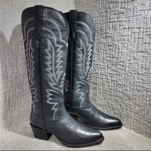Tecovas The Abby 17" Women's Size US 9.5B Black Cowhide Leather Cowgirl Boots